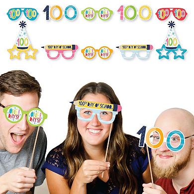 Big Dot Of Happiness Happy 100th Day Of School Glasses - Paper Party Photo Booth Props 10 Ct