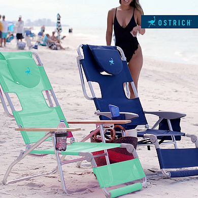 Ostrich Deluxe Padded 3-n-1 Outdoor Folding Reclining Beach Chair, Teal (2 Pack)