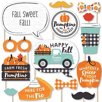 Big Dot Of Happiness Happy Fall Truck - Harvest Pumpkin Party Photo Booth Props Kit - 20 ct