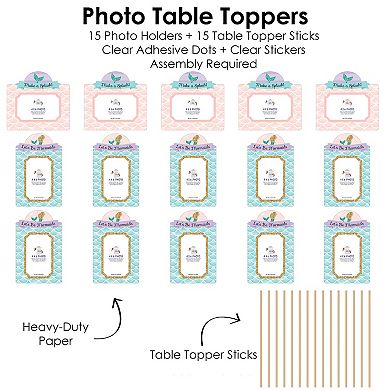 Big Dot Of Happiness Let’s Be Mermaids - Picture Centerpiece Sticks Photo Table Toppers 15 Pc