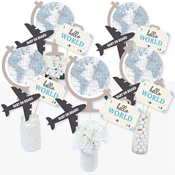 Big Dot Of Happiness Precious Cargo - Blue Baby Shower Centerpiece Sticks Table Toppers 15 ct