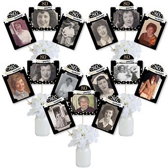 Big Dot Of Happiness Adult 80th Birthday Gold - Picture Centerpiece Photo Table Toppers 15 pc