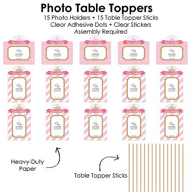 Big Dot Of Happiness Little Princess Crown Party Centerpiece Stick Photo Table Toppers 15 Ct