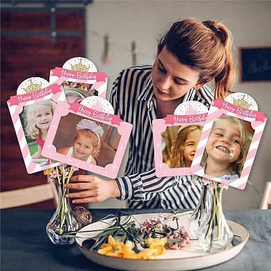 Big Dot Of Happiness Little Princess Crown Party Centerpiece Stick Photo Table Toppers 15 Ct