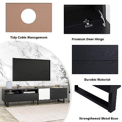 Modern TV Stand for 80'' TV with Double Storage Space, Media Console Table