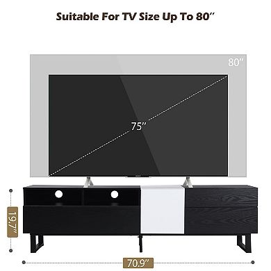 Modern TV Stand for 80'' TV with Double Storage Space, Media Console Table