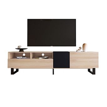 Modern TV Stand for 80'' TV with Double Storage Space, Media Console Table