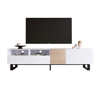 Modern TV Stand for 80'' TV with Double Storage Space, Media Console Table