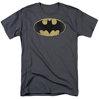 Batman Distressed Shield Short Sleeve Adult T-shirt