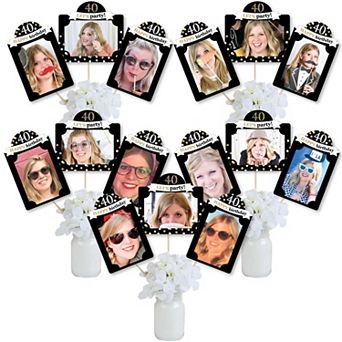 Big Dot Of Happiness Adult 40th Birthday Gold - Picture Centerpiece Photo Table Toppers 15 pc