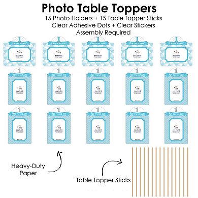 Big Dot Of Happiness 1st Birthday Boy Fun To Be One - Centerpiece Photo Table Toppers 15 Ct