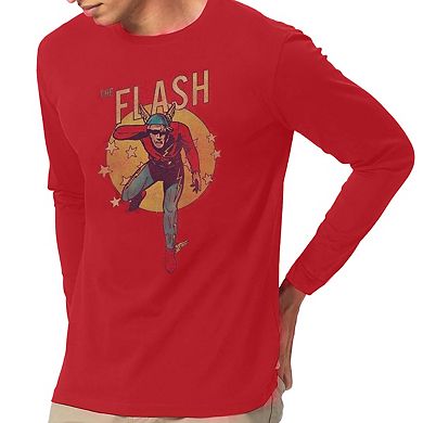 Dc Comics Flash Circle & Stars Long Sleeve Adult T-shirt