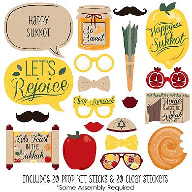 Big Dot Of Happiness Sukkot - Sukkah Photo Booth Props Kit - 20 Count