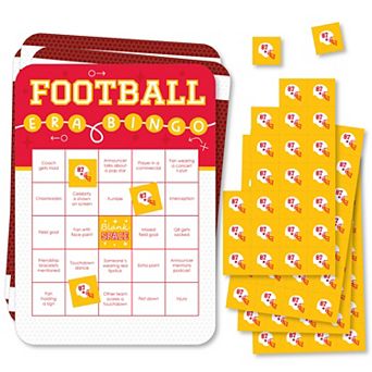 Big Dot Of Happiness In My Football Era - Red And Gold Sports Party Bingo Game - Set Of 18