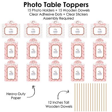 Big Dot Of Happiness 10th Pink Rose Gold Birthday Party Centerpiece Photo Table Toppers 15 Pc