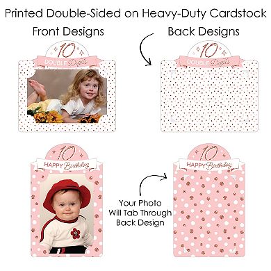 Big Dot Of Happiness 10th Pink Rose Gold Birthday Party Centerpiece Photo Table Toppers 15 Pc