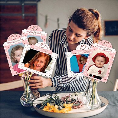 Big Dot Of Happiness 10th Pink Rose Gold Birthday Party Centerpiece Photo Table Toppers 15 Pc