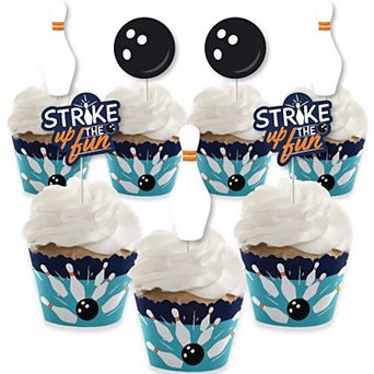 Big Dot Of Happiness Strike Up The Fun Bowling Decor Cupcake Wrappers & Treat Picks Kit 24 ct