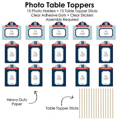 Big Dot Of Happiness Boy 16th Birthday Picture Centerpiece Sticks Photo Table Toppers 15 Pc