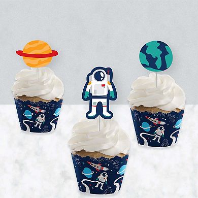 Big Dot Of Happiness Blast Off To Outer Space Decor Cupcake Wrappers & Treat Picks Kit 24 Ct