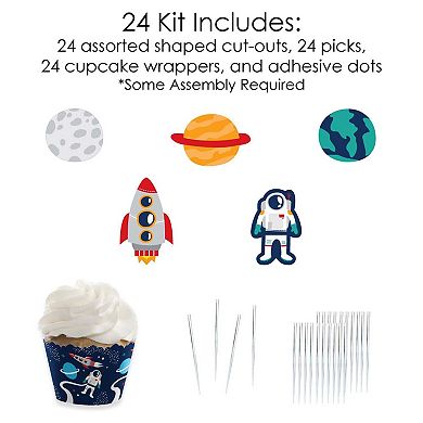 Big Dot Of Happiness Blast Off To Outer Space Decor Cupcake Wrappers & Treat Picks Kit 24 Ct