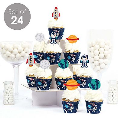 Big Dot Of Happiness Blast Off To Outer Space Decor Cupcake Wrappers & Treat Picks Kit 24 Ct