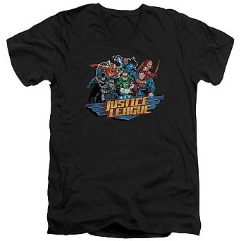 Justice League Of America Ready To Fight Short Sleeve Adult V Neck T-shirt