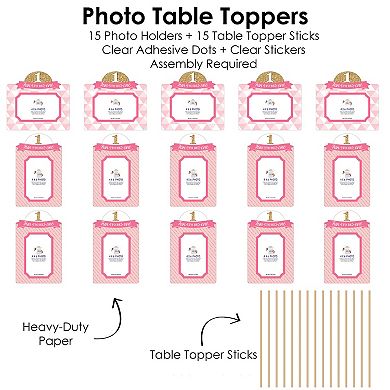 Big Dot Of Happiness 1st Birthday Girl Fun To Be One - Centerpiece Photo Table Toppers 15 Pc