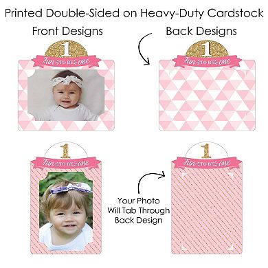 Big Dot Of Happiness 1st Birthday Girl Fun To Be One - Centerpiece Photo Table Toppers 15 Pc