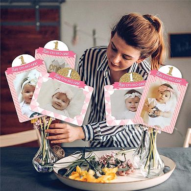 Big Dot Of Happiness 1st Birthday Girl Fun To Be One - Centerpiece Photo Table Toppers 15 Pc