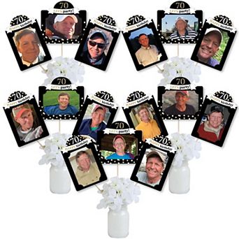 Big Dot Of Happiness Adult 70th Birthday Gold - Picture Centerpiece Photo Table Toppers 15 pc