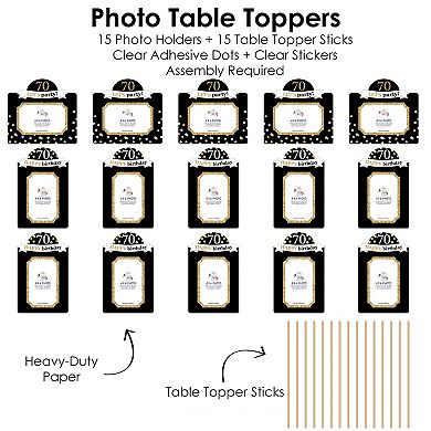 Big Dot Of Happiness Adult 70th Birthday Gold - Picture Centerpiece Photo Table Toppers 15 Pc