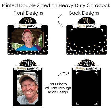 Big Dot Of Happiness Adult 70th Birthday Gold - Picture Centerpiece Photo Table Toppers 15 Pc