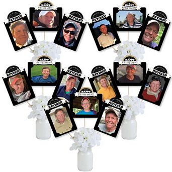 Big Dot Of Happiness Happy Retirement Picture Centerpiece Sticks Photo Table Toppers 15 pc