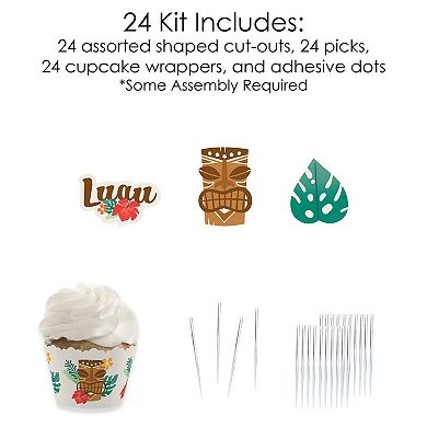 Big Dot Of Happiness Tropical Luau Hawaiian Beach Party Cupcake Wrappers & Treat Picks 24 Ct