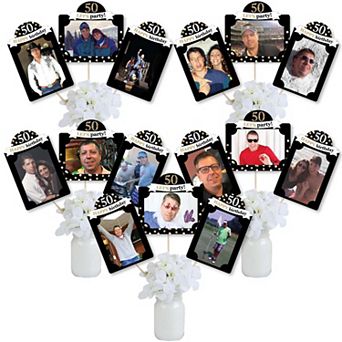Big Dot Of Happiness Adult 50th Birthday Gold - Picture Centerpiece Photo Table Toppers 15 pc