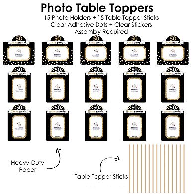 Big Dot Of Happiness Adult 50th Birthday Gold - Picture Centerpiece Photo Table Toppers 15 Pc