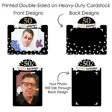 Big Dot Of Happiness Adult 50th Birthday Gold - Picture Centerpiece Photo Table Toppers 15 Pc