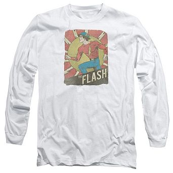 Dc Comics Flash Tattered Poster Long Sleeve Adult T-shirt