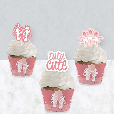 Big Dot Of Happiness Tutu Cute Ballerina Decor - Cupcake Wrappers & Treat Picks Kit 24 Ct