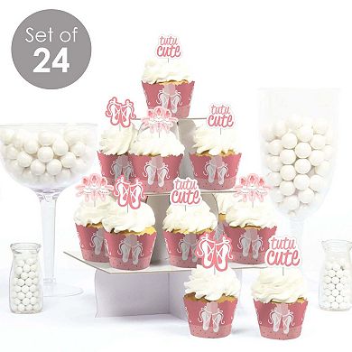 Big Dot Of Happiness Tutu Cute Ballerina Decor - Cupcake Wrappers & Treat Picks Kit 24 Ct