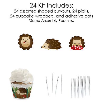 Big Dot Of Happiness Forest Hedgehogs Birthday Or Baby Cupcake Wrappers & Treat Picks 24 Ct