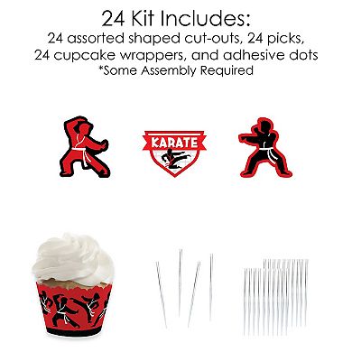 Big Dot Of Happiness Karate Master Decor Party Cupcake Wrappers & Treat Picks Kit 24 Ct