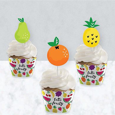 Big Dot Of Happiness Tutti Fruity Decor - Party Cupcake Wrappers & Treat Picks Kit 24 Ct