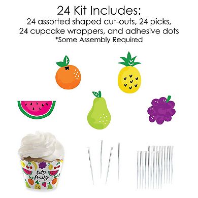 Big Dot Of Happiness Tutti Fruity Decor - Party Cupcake Wrappers & Treat Picks Kit 24 Ct