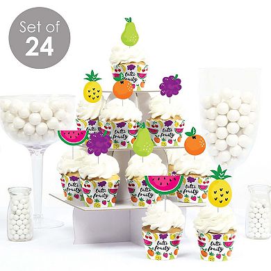 Big Dot Of Happiness Tutti Fruity Decor - Party Cupcake Wrappers & Treat Picks Kit 24 Ct