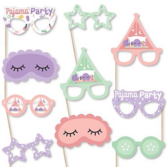 Big Dot Of Happiness Pajama Slumber Party Paper Girls Birthday Photo Booth Props Kit 10 ct