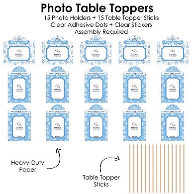 Big Dot Of Happiness Blue Snowflakes 1st Birthday - Boy Centerpiece Photo Table Toppers - 15 Pieces