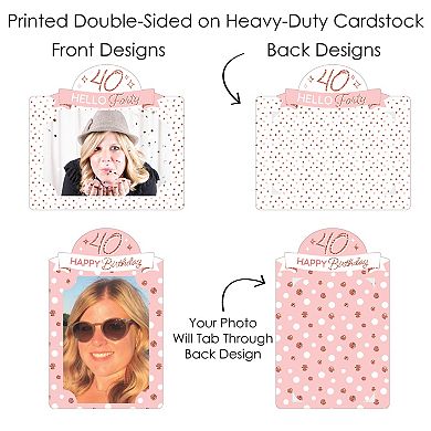 Big Dot Of Happiness 40th Pink Rose Gold Birthday Party Centerpiece Photo Table Toppers 15 Pc