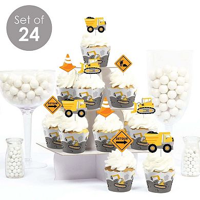Big Dot Of Happiness Dig It Construction Party Zone Cupcake Wrappers & Treat Picks Kit 24 Ct